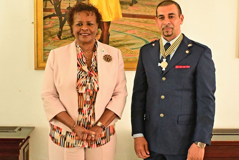 Gurdip Dev Bath with Barbados President Dame Sandra Mason following his state recognition