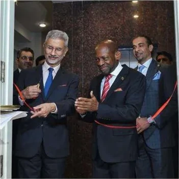 Officials and guests at the inauguration of the Saint Kitts and Nevis High Commission in New Delhi