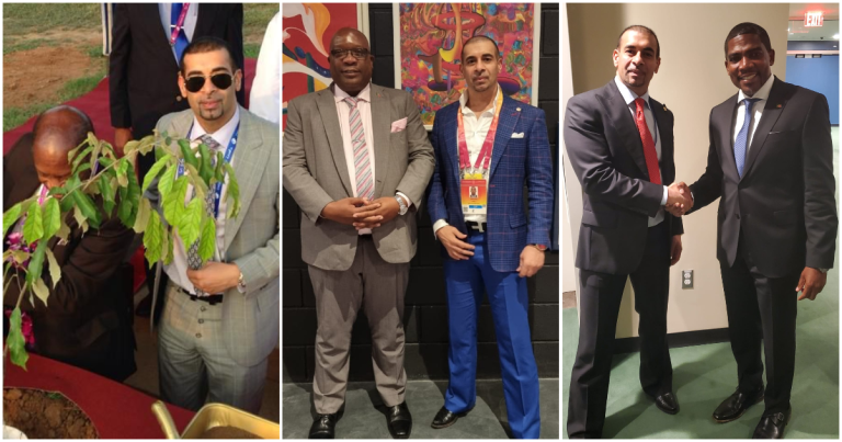 Gurdip Dev Bath in a montage of engagements with leaders of Saint Kitts and Nevis